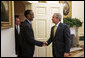 President George W. Bush welcomes President Paul Kagame of Rwanda to the Oval Office Wednesday, May 31, 2006. White House photo by Paul Morse