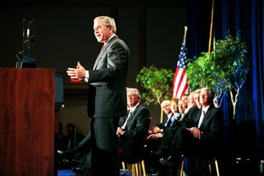 President George W. Bush speaks during the presentation of the 2003 Malcom Baldrige National Quality Award in Arlington, Va., Tuesday, March 9, 2003. The award in the highest honor for performance given by the President to U.S. organizations. White House photo by Paul Morse.