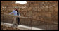 Mrs. Laura Bush and Mrs. Aliza Olmert leave the upper terrace of Masada during their visit Thursday, May 15, 2008. Masada, built by King Herod of Judea, was the last bastion of Jewish freedom fighters against the Romans; its fall signaled the violent destruction of the kingdom of Judea at the end of the Second Temple period. White House photo by Shealah Craighead