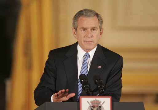President George W. Bush speaks at Concert Noble Ballroom in Brussels, Belgium, Monday, Feb. 21, 2005. “Our greatest opportunity and immediate goal is peace in the Middle East. After many false starts, and dashed hopes, and stolen lives, a settlement of the conflict between Israelis and Palestinians is now within reach,” said the President. White House photo by Paul Morse.