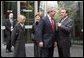 President George W. Bush, Laura Bush, German Chancellor Gerhard Schroeder, right, and Mrs. Schroeder-Koepf, left, visit before touring the Gutenberg Museum in Mainz, Germany, Feb. 23, 2005. White House photo by Susan Sterner