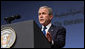  President George W. Bush delivers remarks in Abu Dhabi, United Arab Emirates, after arriving Sunday, Jan. 13, 2008. The President told his audience, "As you build a Middle East growing in peace and prosperity, the United States will be your partner." White House photo by Eric Draper