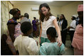 Barbara Bush meets and speaks with patients and their family members during a visit to the Korle-Bu Treament Center, Tuesday, Jan. 17, 2006 in Accra, Ghana.