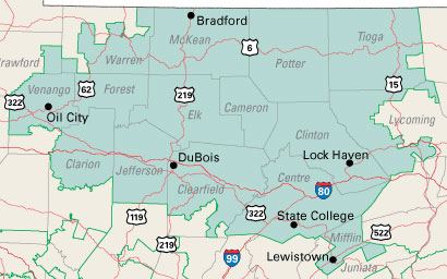 map of Pennsylvania's 5th Congressional District