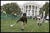 Eggs roll, drop, hop and even fly as children take part in the traditional mainstay of the 2007 White House Easter Egg Roll on the South Lawn Monday, April 9 2007. White House photo by Shealah Craighead