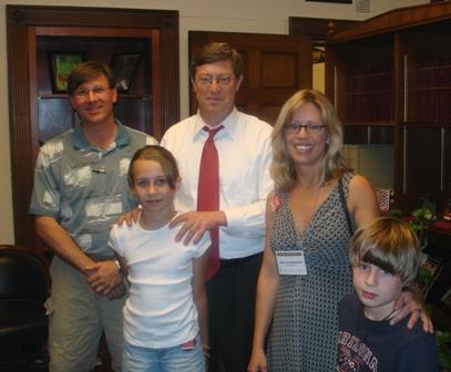 Pictured from left to right:  Kimball Bruckner, Haley Bruckner, Congressman Ben Chandler, Lyn Guarnieri, and Ben Bruckner on June 14, 2007.