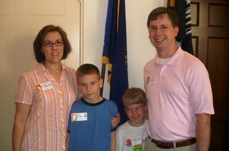 The Allen family from Midway visits Congressman Chandler's office on June 27, 2007.  Pictured from left to right:  Susan, Luke, Seth, and Tom.