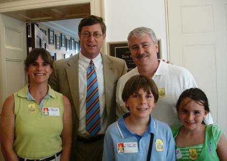 The Wood family from Maysville visit with Congressman Ben Chandler on July 18, 2007.  Pictured from left to right: Patti, Congressman Chandler, Duncan, Stockton, and Rebecca.