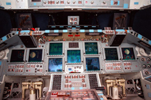 Glass cockpit on Space Shuttle Atlantis.