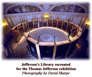 Jefferson's library recreated for the Thomas Jefferson exhibition. Photo by David Sharpe