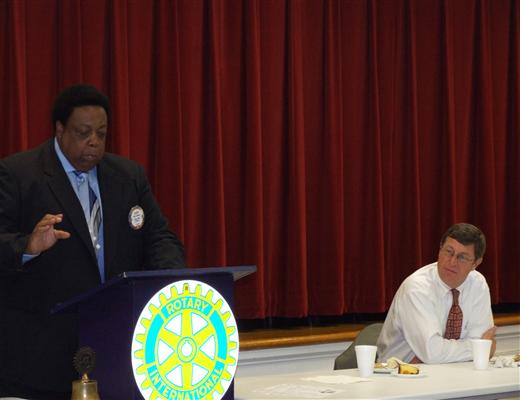 Congressman Chandler being introduced by Alvis Johnson of the Harrodsburg Rotary Club August 13, 2008