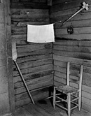 The corner of the kitchen in the home of Floyd Burroughs, cotton sharecropper, Hale County, Alabama