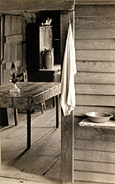Washstand in the Dog Run of Floyd Burroughs' Cabin
