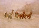 Horses Pulling Sleighs in Snow
