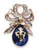 Imperial Bow Faberge Egg Brooch Blue