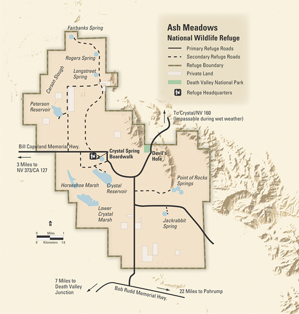 Map of Ash Meadows NWR