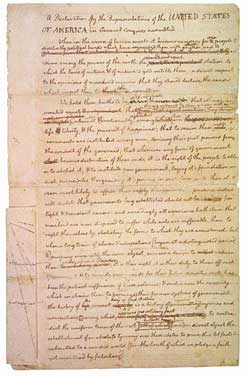 A rough draft of the Declaration of Indepence (found in the Top Treasures section)