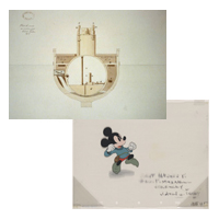 Robert Fulton, artist. Submarine. Drawing, 1806 (top) and Walt Disney Productions, Fantasia : Mickey Mouse in ...The Sorcerer's Apprentice (bottom)