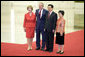 President George W. Bush and Mrs. Laura Bush participate in a photo opportunity with President Hu Jintao of the People’s Republic of China and Madam Liu Yongqing at the social luncheon in honor of the 2008 Summer Olympic Games in Beijing. The luncheon was held at the Great Hall of the People. White House photo by Eric Draper