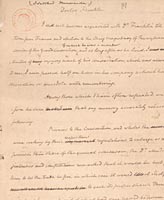 James Madison's (1751-1836) notes on Benjamin Franklin