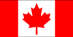 Canada flag is two vertical bands of red (hoist and fly side, half width), with white square between them; an 11-pointed red maple leaf is centered in the white square.