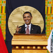 President Obama addresses the Ghanaian Parliament in Accra July 11. © AP Images
