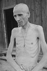 An emaciated survivor in Vaihingen.