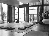 The Eames House living room with tatami mats