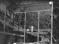 Ray and Charles on the Newly Constructed Steel Frame of the Eames House