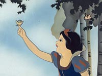 Snow White holding a bird