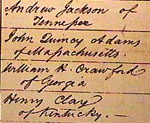 Detail of tally sheet, Electoral Votes
