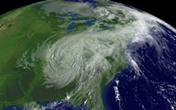 Satellite photo of Hurricane Katrina.