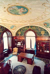 The Librarian's Room with Ceiling Painting of Letters