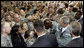 President George W. Bush greets military personnel during his visit to the U.S. Army Garrison-Yongsan Wednesday, August 6, 2008, in Seoul, South Korea. White House photo by Eric Draper