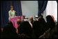 Mrs. Laura Bush delivers remarks regarding the U.S.-Middle East partnership on breast cancer awareness and research Monday, Oct. 22, 2007, at the Sheikh Khalifa Medical Center in Abu Dhabi, United Arab Emirates. White House photo by Shealah Craighead