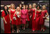 Mrs. Laura Bush joins celebrity models participating in the Red Dress Collection Celebrity Fashion Show Friday, Feb. 2, 2007, during Fashion Week in New York to raise awareness of heart disease and the importance of heart health for women. Standing with Mrs. Bush are, from left: Danica Patrick, Mary Hart, Kristin Chenoweth, Camilla Belle, Natalie Morales, Jane Krakowski, Paula Zahn, Angela Bassett and Kelly Ripa. White House photo by Shealah Craighead 