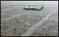 Marine One, carrying President George W. Bush, flies over the devastated community of Greensburg, Kansas Wednesday, May 9, 2007. At least 11 people died and more than 90 percent of the homes were destroyed by a tornado that struck the area Friday night. White House photo by Eric Draper