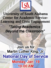 USA Center for Academic Service Learning Invites You to Join them for MLK National Day of Service
