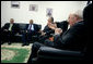 Vice President Dick Cheney addresses the media during a meeting with the Iraqi Presidency Council Wednesday, May 9, 2007, in Baghdad. Seated from left are Iraqi Vice Presidents Tariq al-Hashemi and Adel Abd al-Mehdi and Iraqi President Jalal Talabani. White House photo by David Bohrer