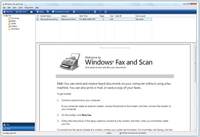 Windows Vista Ultimate lets you create, send and receive faxes, documents and images.