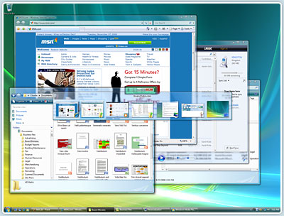 Windows Vista Ultimate with Aero and Flip 3D allow for the arrangement of many Windows so that you can see more.
