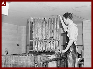 Developing microfilm at the Library of Congress. 1942