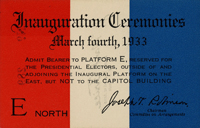 Image of the front of the 1933 Inauguration Ticket