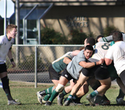 Kicking it old school – Rugby team scrambles in scrum 