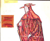 Orson Welles' costume design, Cardinal of Lorraine, for The Tragical History of Doctor Faustus; Federal Theatre Project collection, Music Division.