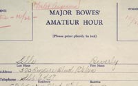 Application for Major Bowes Amateur Hour
