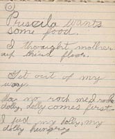 Diary record of her sister Elizabeth's language development
