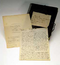 The handwritten manuscript for L. Frank Baum's Glinda of Oz, his final book in the Oz series, recently donated to the Library by three members of the Baum family.