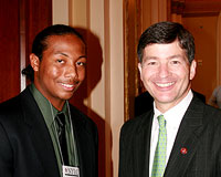 Congressman Hensarling meets with Diamante Crystal, a participant in the National Young Leaders Conference (NYLC) from Mesquite, Texas.  Crystal had the opportunity to speak with Congressman Hensarling about his trip to Washington and ask questions about the political process.