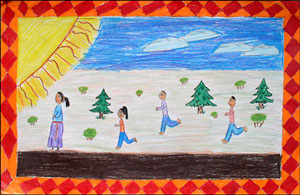 Painting by Martina Fuller (2004), entitled "Womanhood," for an art class at Shonto Preparatory School, Shonto, AZ